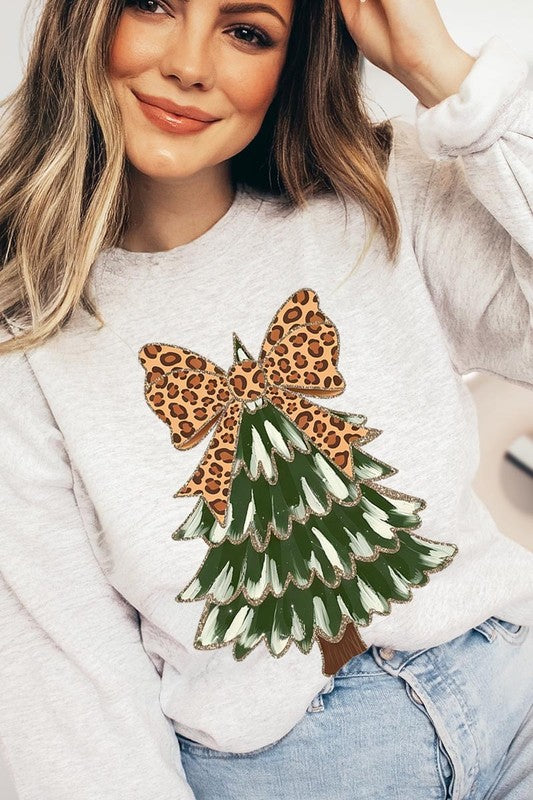 Faux Glitter Colorful Christmas Tree Sweatshirts