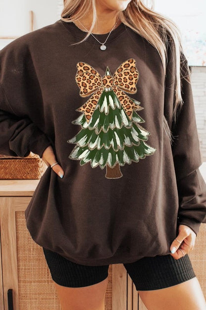 Faux Glitter Colorful Christmas Tree Sweatshirts