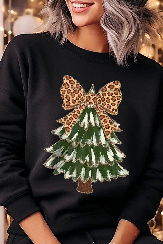 Faux Glitter Colorful Christmas Tree Sweatshirts