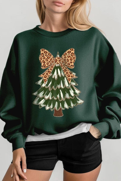 Faux Glitter Colorful Christmas Tree Sweatshirts