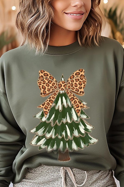 Faux Glitter Colorful Christmas Tree Sweatshirts