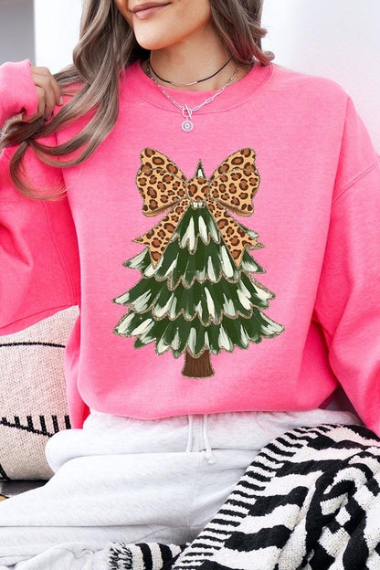 Faux Glitter Colorful Christmas Tree Sweatshirts