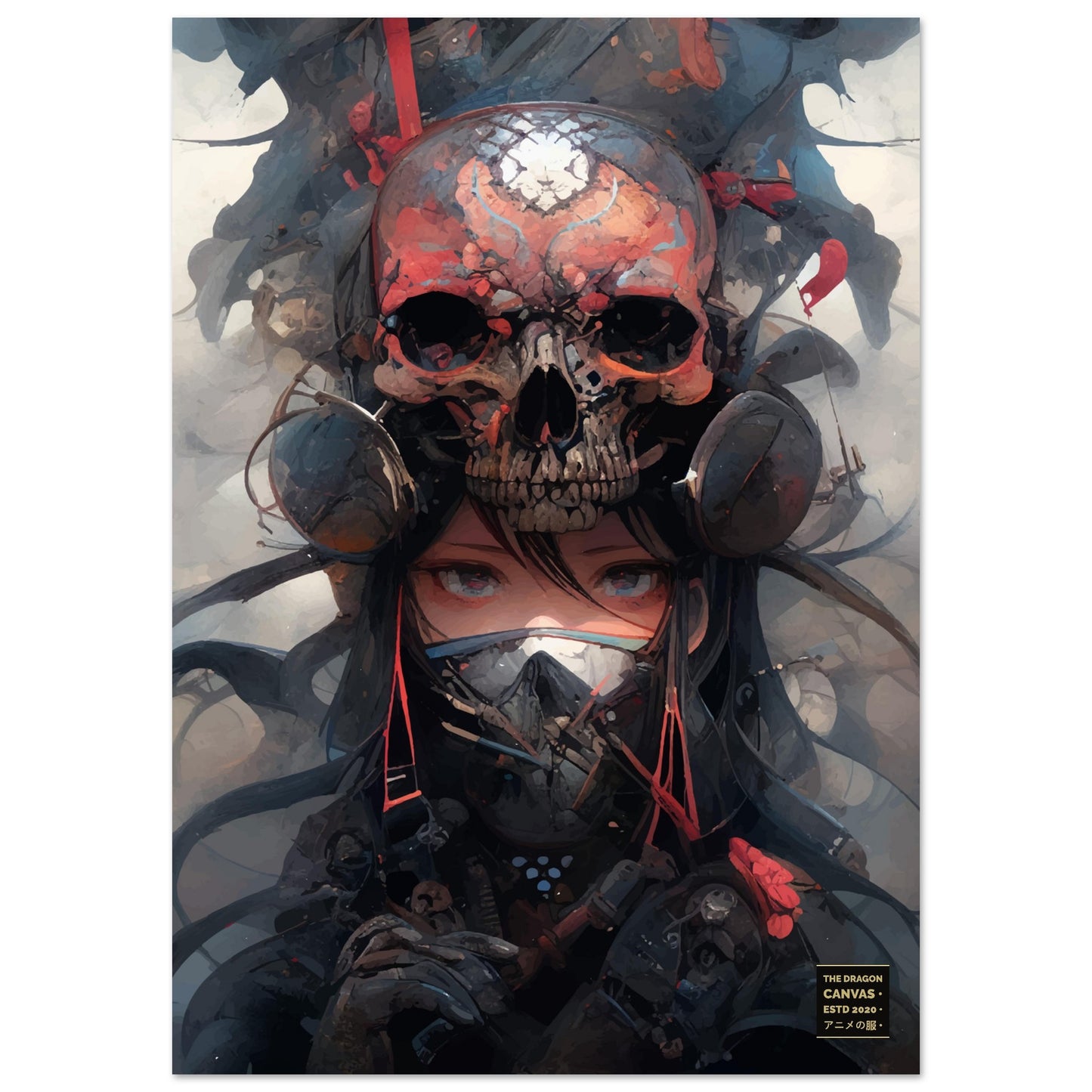 "Red Skull Pilot" Biopunk Horror Collection #28 - Anime Semi-Glossy Poster