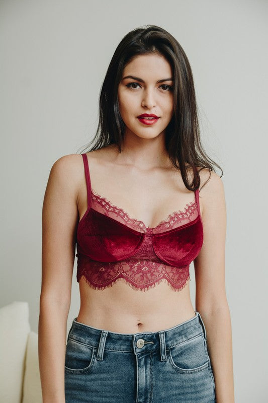 Velvet and Lace Half Cami