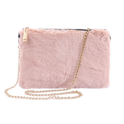 FAUX FUR CLUTCH SHOULDER BAG