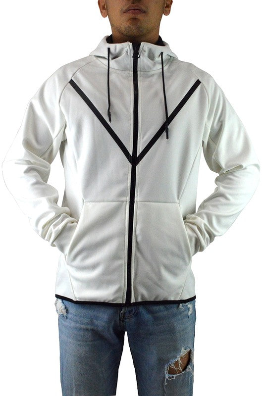 Weiv Sudaderas con capucha y cremallera completa para hombre