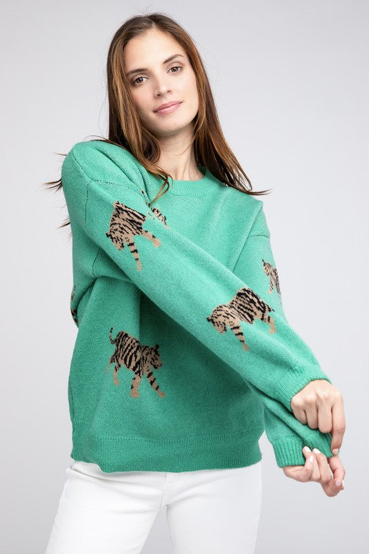 Suéter con estampado de tigre