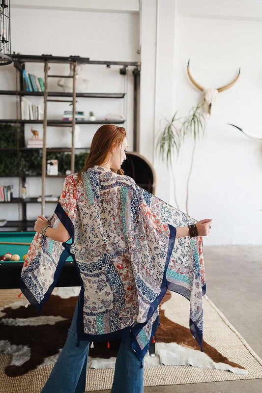 Paisley Floral Patchwork Kimono Shawl