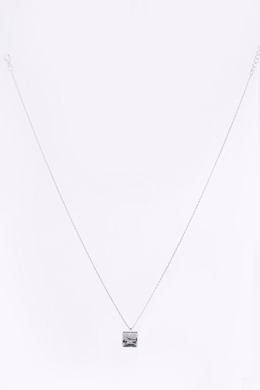 Twist ring and square silver pendant necklace set