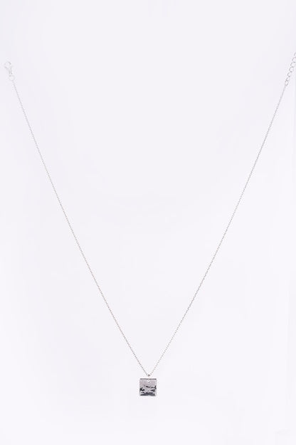 Twist ring and square silver pendant necklace set