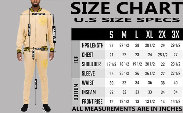 Mens Black and Gold Detail Track Suit