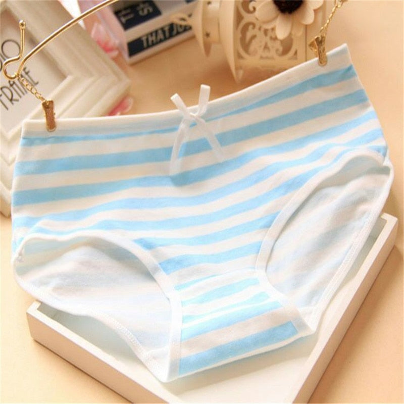 Anime Cute Women's Underwear - Shimapan - Striped Panties Bow Briefs - Cotton Lingerie