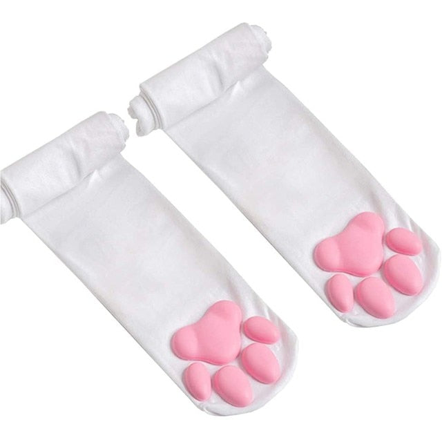 Calcetines de pata de gato - Garra de pata de gato 3D Kawaii - Medias Kawaii - Calcetines hasta el muslo sobre las rodillas