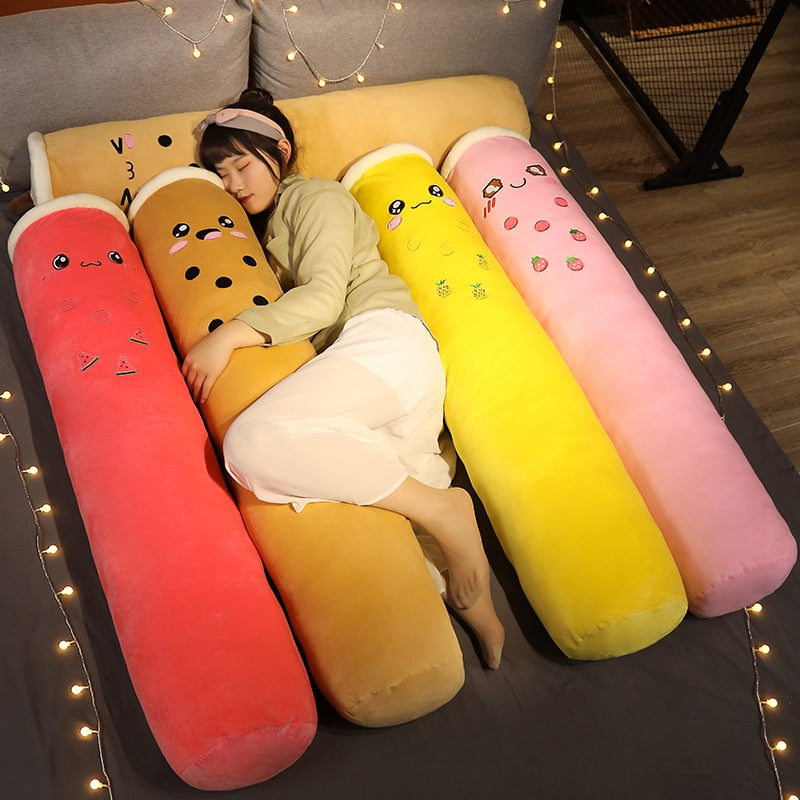 100cm/130cm/150cm Cute Bubble Tea Cup Plush Toys - Soft Long Stuffed Pillow - Kawaii Fruit Milk Tea - Plush Doll Sleeping Cushion