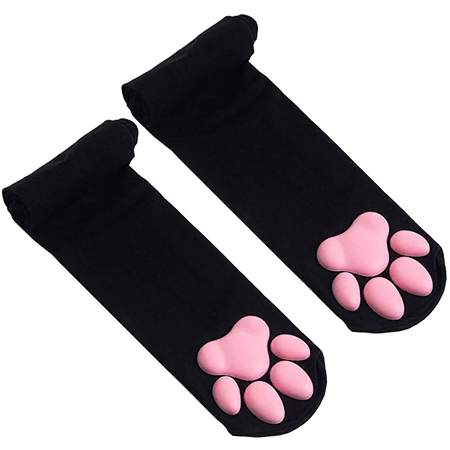 Calcetines de pata de gato - Garra de pata de gato 3D Kawaii - Medias Kawaii - Calcetines hasta el muslo sobre las rodillas