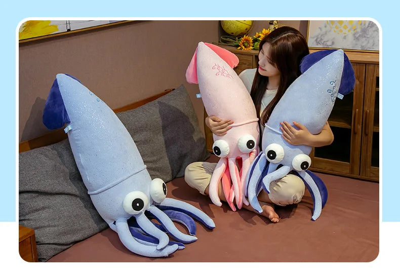 70-130CM Cute Squid Plush Toy - Stuffed Sea Animal Pillow