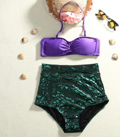 Women's Sexy Mermaid Swimwear - 2Pcs High Waist Adult Anime Bikini Set - Princess Beach Swimsuit