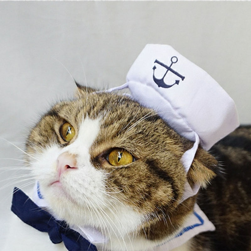 Disfraces divertidos para mascotas para gatos, perros y conejos - Ropa para mascotas - Capa de chaqueta de disfraces de marinero azul marino - Artículos para mascotas