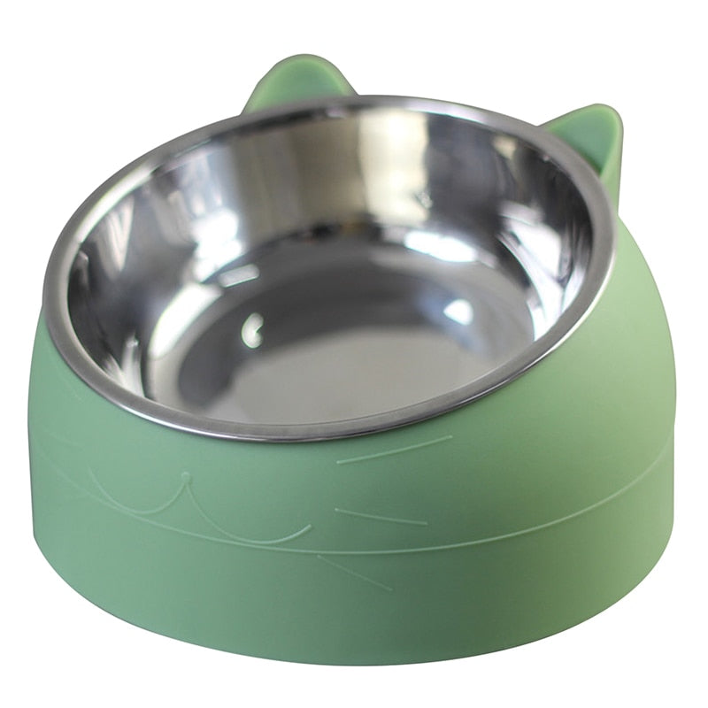 Cuenco para perros y gatos, Base antideslizante de acero inoxidable elevado a 15 grados, comida para gatos, alimentador de agua potable, protección inclinable para el cuello, cuenco para mascotas 