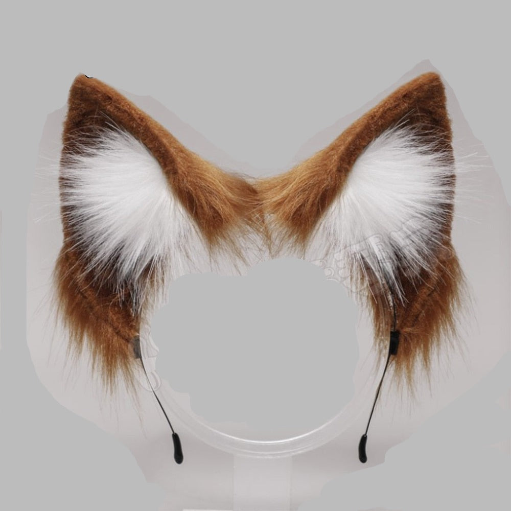 Synthetic Fiber Gradient straight long hair Wig - Animal Ears - Fox