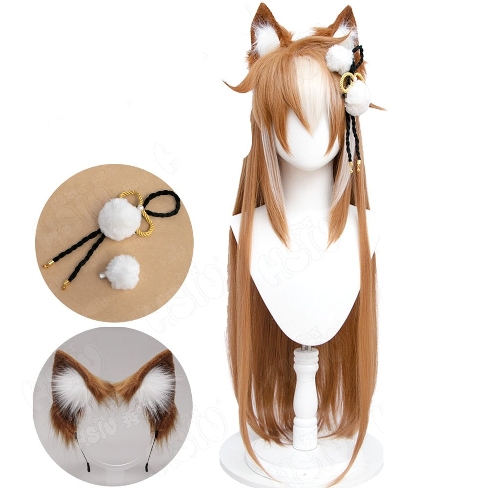 Synthetic Fiber Gradient straight long hair Wig - Animal Ears - Fox