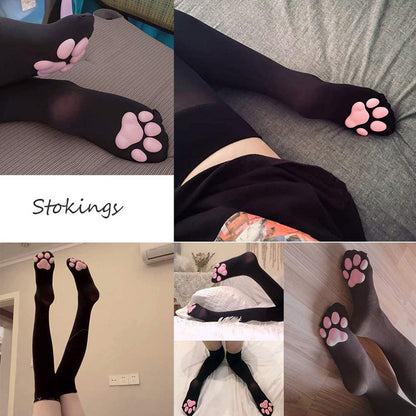 Calcetines de pata de gato - Garra de pata de gato 3D Kawaii - Medias Kawaii - Calcetines hasta el muslo sobre las rodillas