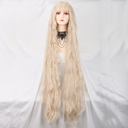 120cm Synthetic Long Curly Wig with Bang - Red Light Blonde Cute Lolita Fashion