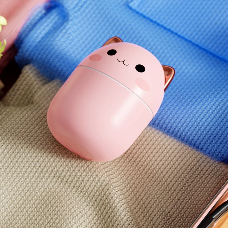Humidificador de aire de 220 ml - Cute Pet Mini - Pequeña aromaterapia para coche - Humidificador USB Lámpara de noche LED