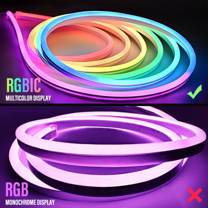 RGBIC LED Neon Strip Lights - 12/24V Waterproof Flexible Lamp Tape - APP WiFi/Bluetooth Voice Control with Alexa DIY