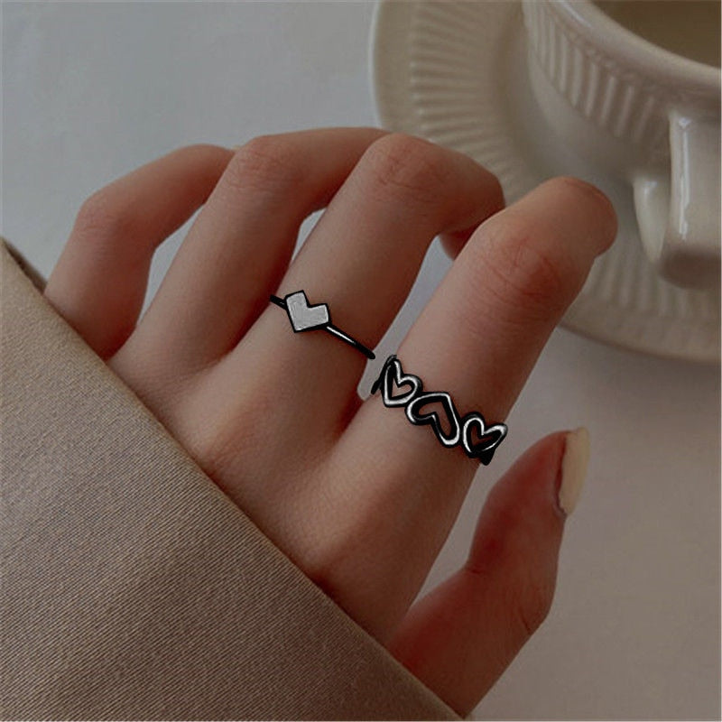 Punk Geometric Silver Color Chain - Wrist Rings - Rings Set - Jewelry - Cosplay