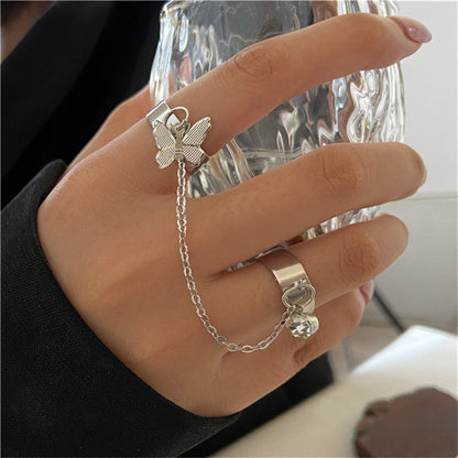 Punk Geometric Silver Color Chain - Wrist Rings - Rings Set - Jewelry - Cosplay