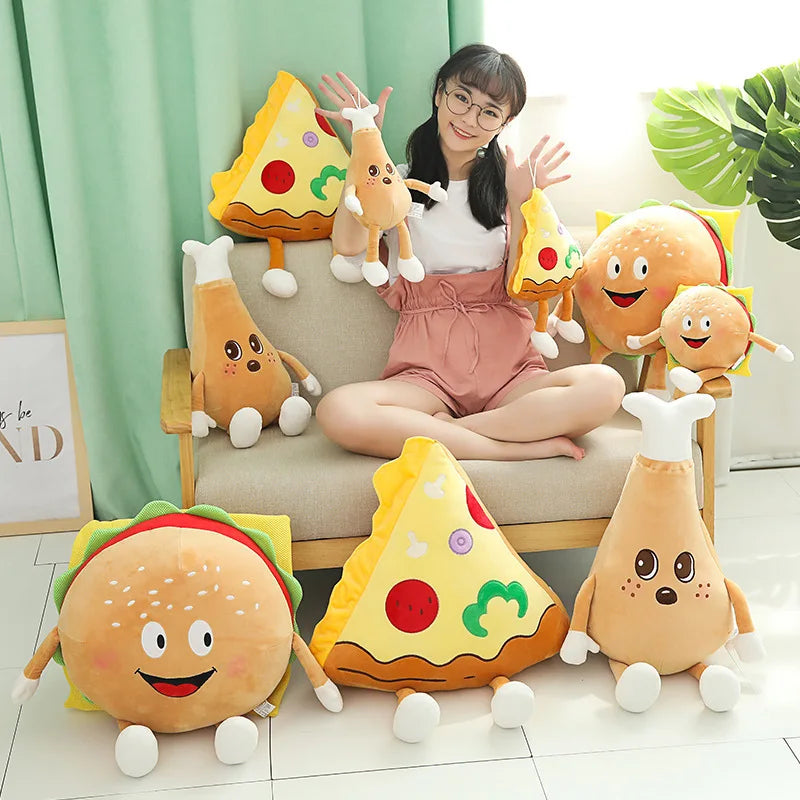 Chicken Leg Fries Food Pillow Pizza Popcorn Snack Plush Toy