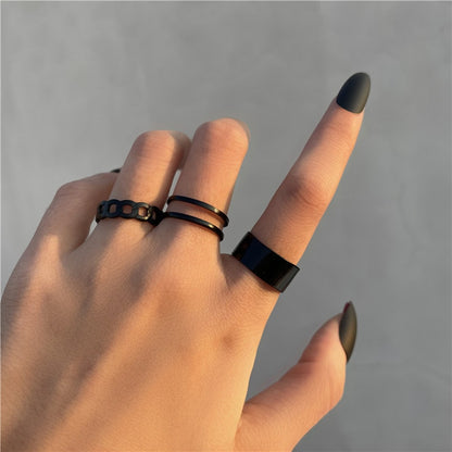 Punk Geometric Silver Color Chain - Wrist Rings - Rings Set - Jewelry - Cosplay