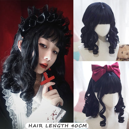 120cm Synthetic Long Curly Wig with Bang - Red Light Blonde Cute Lolita Fashion