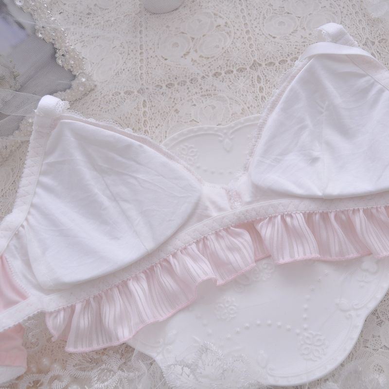 6-color Lolita Fashion - Women's Cute Bow Print Bra & Panties - Lingerie Set Bras & Briefs Underwear