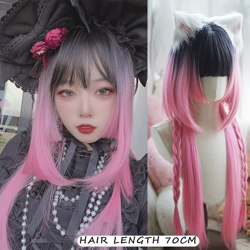 120cm Synthetic Long Curly Wig with Bang - Red Light Blonde Cute Lolita Fashion