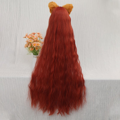 120cm Synthetic Long Curly Wig with Bang - Red Light Blonde Cute Lolita Fashion