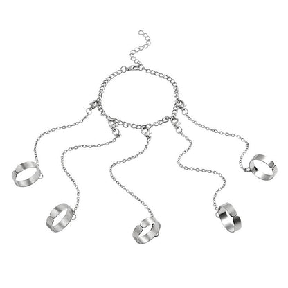 Punk Geometric Silver Color Chain - Wrist Rings - Rings Set - Jewelry - Cosplay