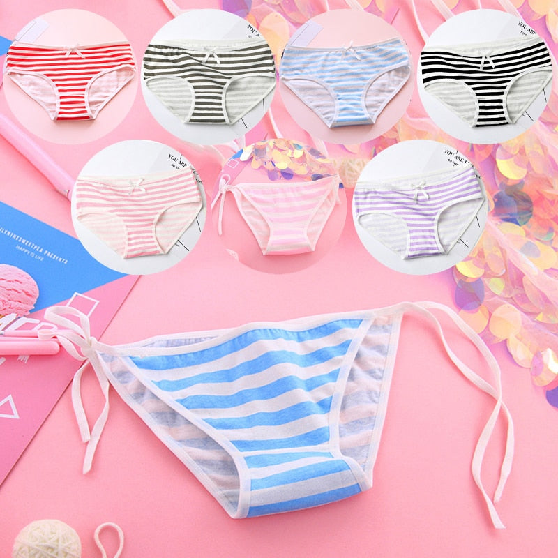 Free Size Japan Harajuku kawaii sexy anime - Shimapan - Stripes Underpants - Cotton Panties Lingerie - Women's Underwear