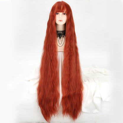 120cm Synthetic Long Curly Wig with Bang - Red Light Blonde Cute Lolita Fashion