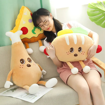 Chicken Leg Fries Food Pillow Pizza Popcorn Snack Plush Toy