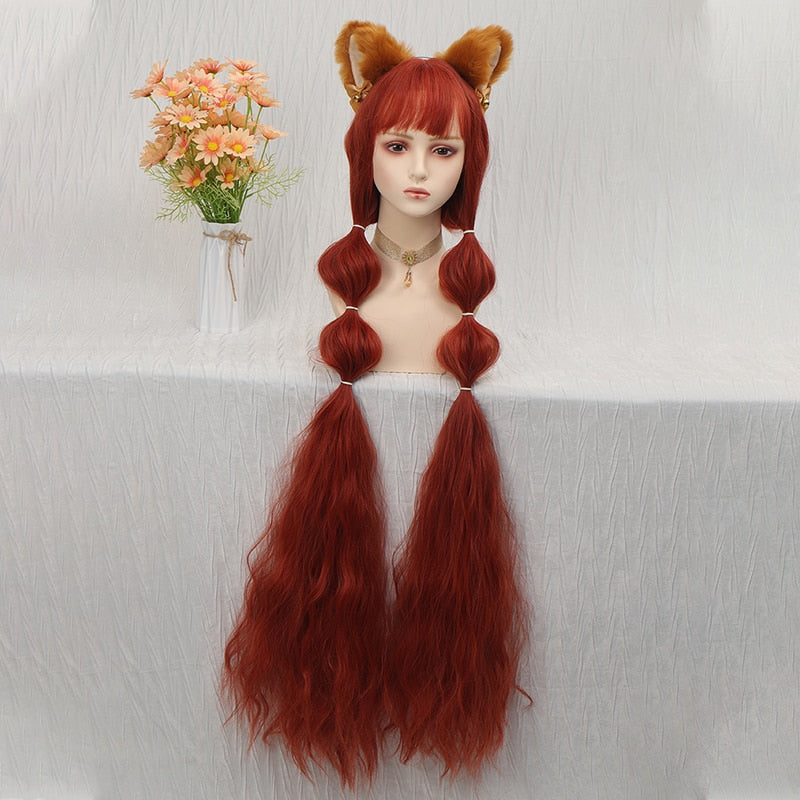 120cm Synthetic Long Curly Wig with Bang - Red Light Blonde Cute Lolita Fashion