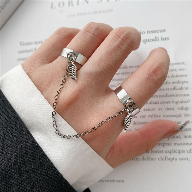 Punk Geometric Silver Color Chain - Wrist Rings - Rings Set - Jewelry - Cosplay