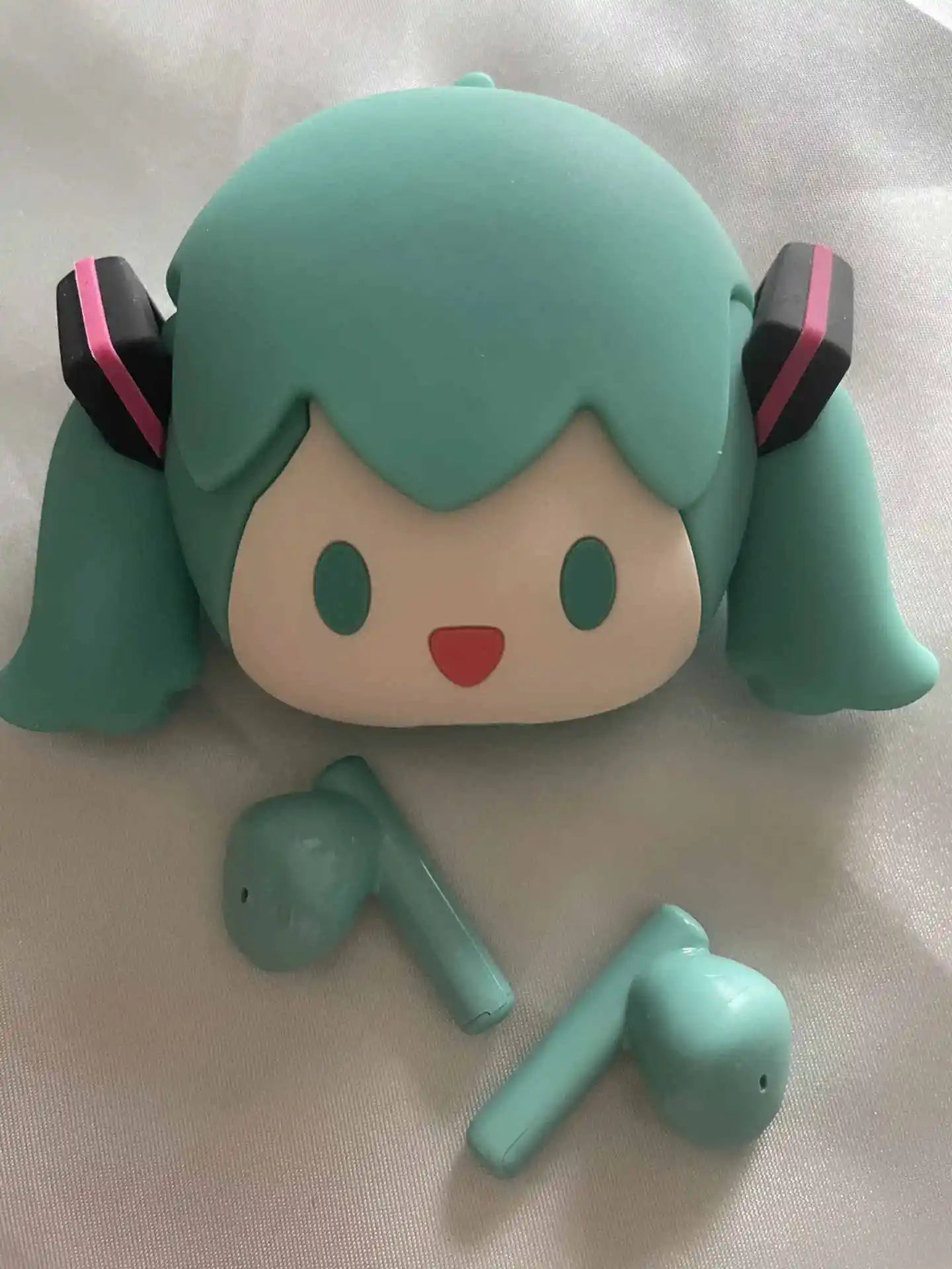 Hatsune Miku Anime Cartoon Wireless Bluetooth Headphones Set Cute Silicone Protective Cover Semi-in-ear