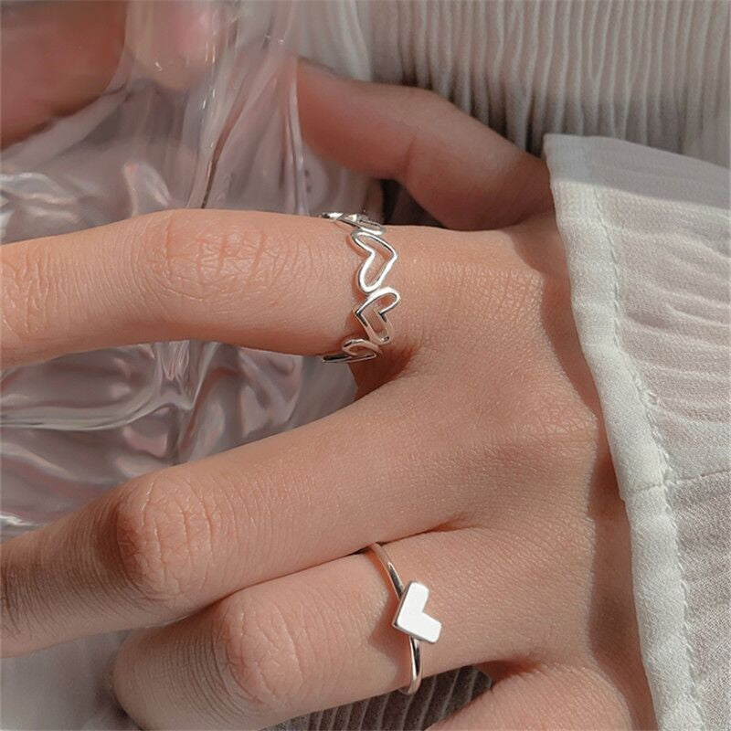 Punk Geometric Silver Color Chain - Wrist Rings - Rings Set - Jewelry - Cosplay