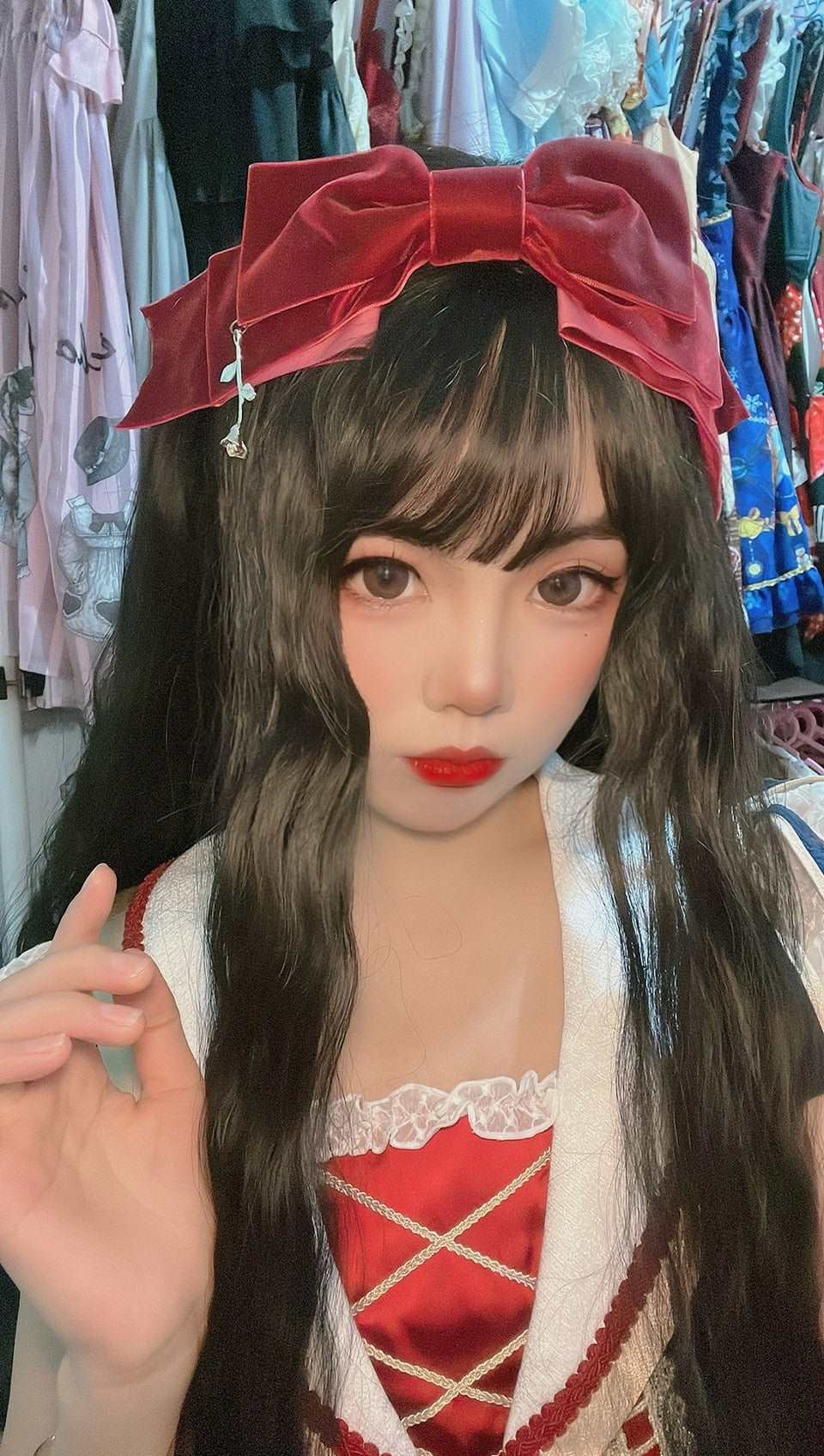 120cm Synthetic Long Curly Wig with Bang - Red Light Blonde Cute Lolita Fashion