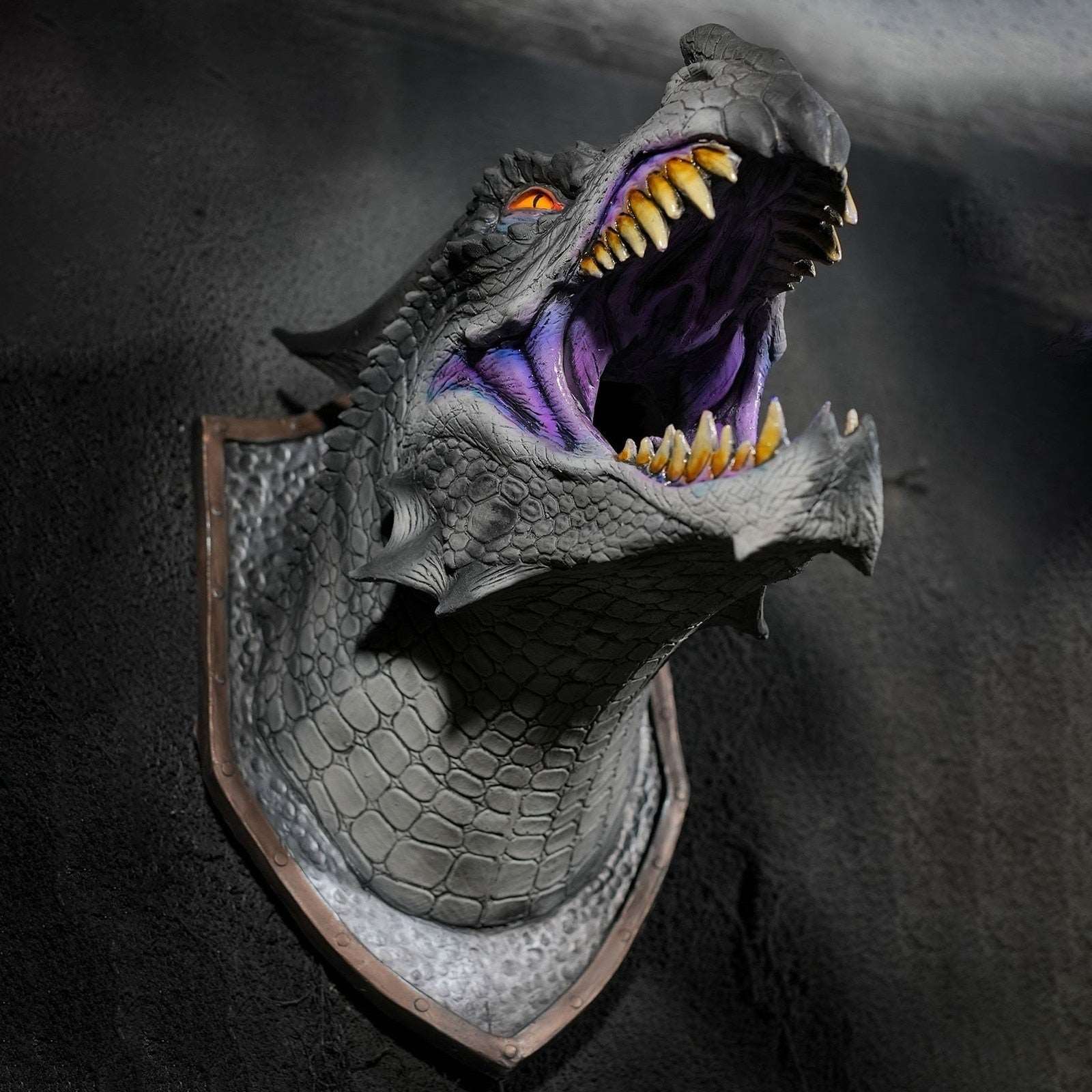 3D Wall Mounted Dragon Head Prop - Dinosaur Smoke Light Wall Art - Sculpture/Statue - Home Decor Room