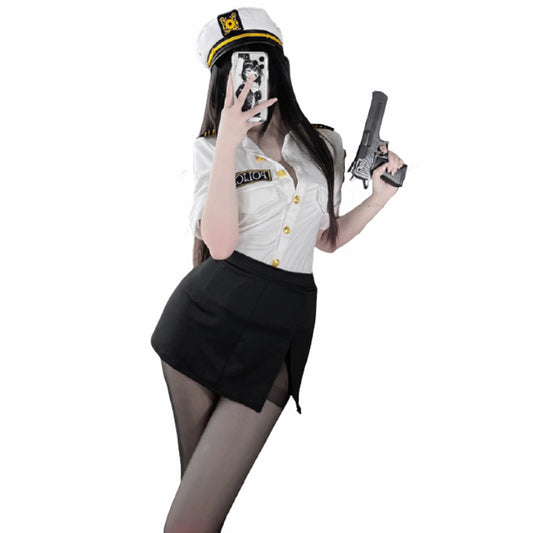 Cosplay de uniforme de mujer policía sexy - Conjunto de traje de oficial sexy