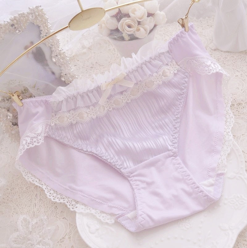 6-color Lolita Fashion - Women's Cute Bow Print Bra & Panties - Lingerie Set Bras & Briefs Underwear