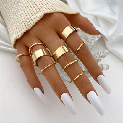 Punk Geometric Silver Color Chain - Wrist Rings - Rings Set - Jewelry - Cosplay